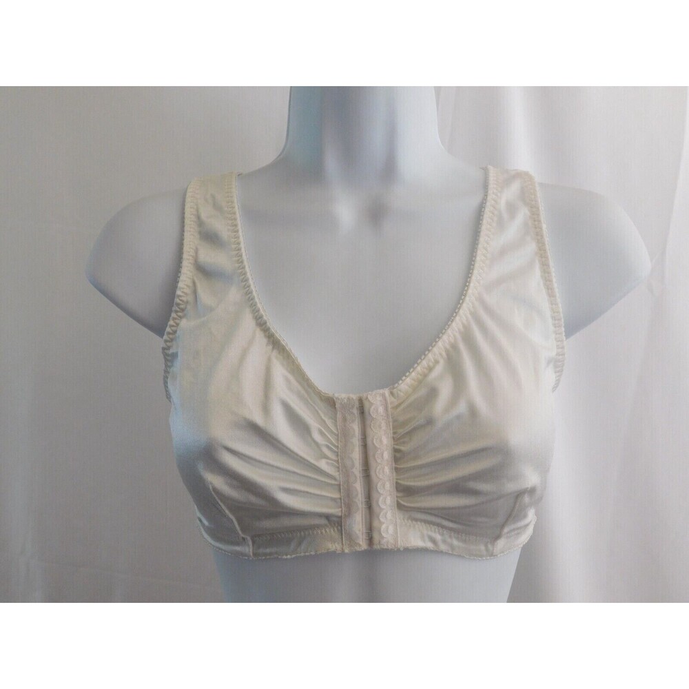Underscore Bra 36D Women's Vintage White Wirefree Front Close Bra Size 36D